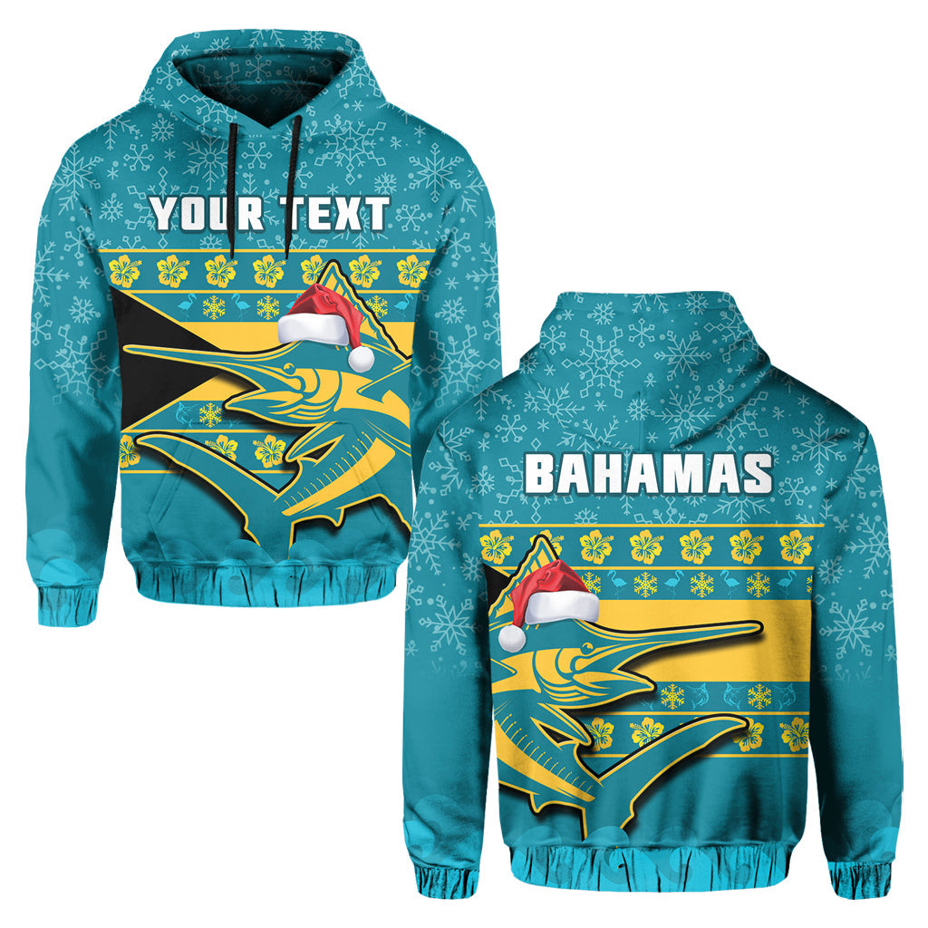 Custom Bahamas Hoodie Bahamian Blue Marlin Merry Chirstmas