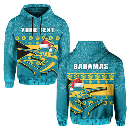 Custom Bahamas Hoodie Bahamian Blue Marlin Merry Chirstmas