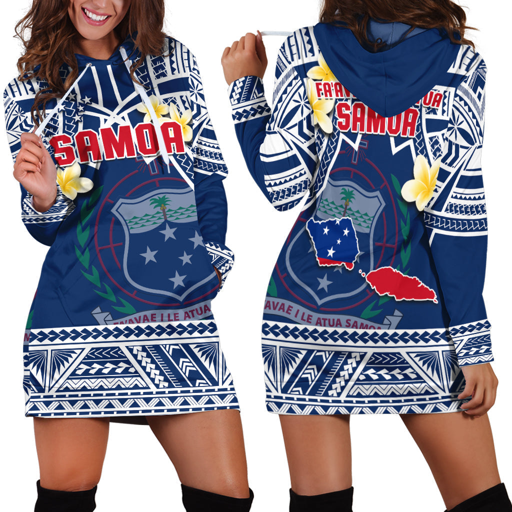 Samoa Hoodie Dress Samoan Plumeria Flowers Mix Polynesian Pattern