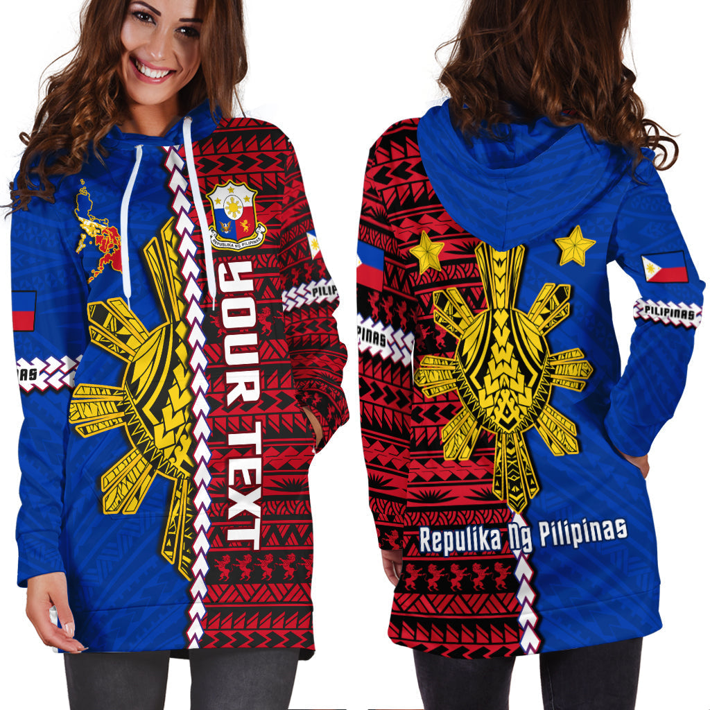 Custom Personalised Philippines Hoodie Dress Pilipinas Sun Mix Polynesian Pattern
