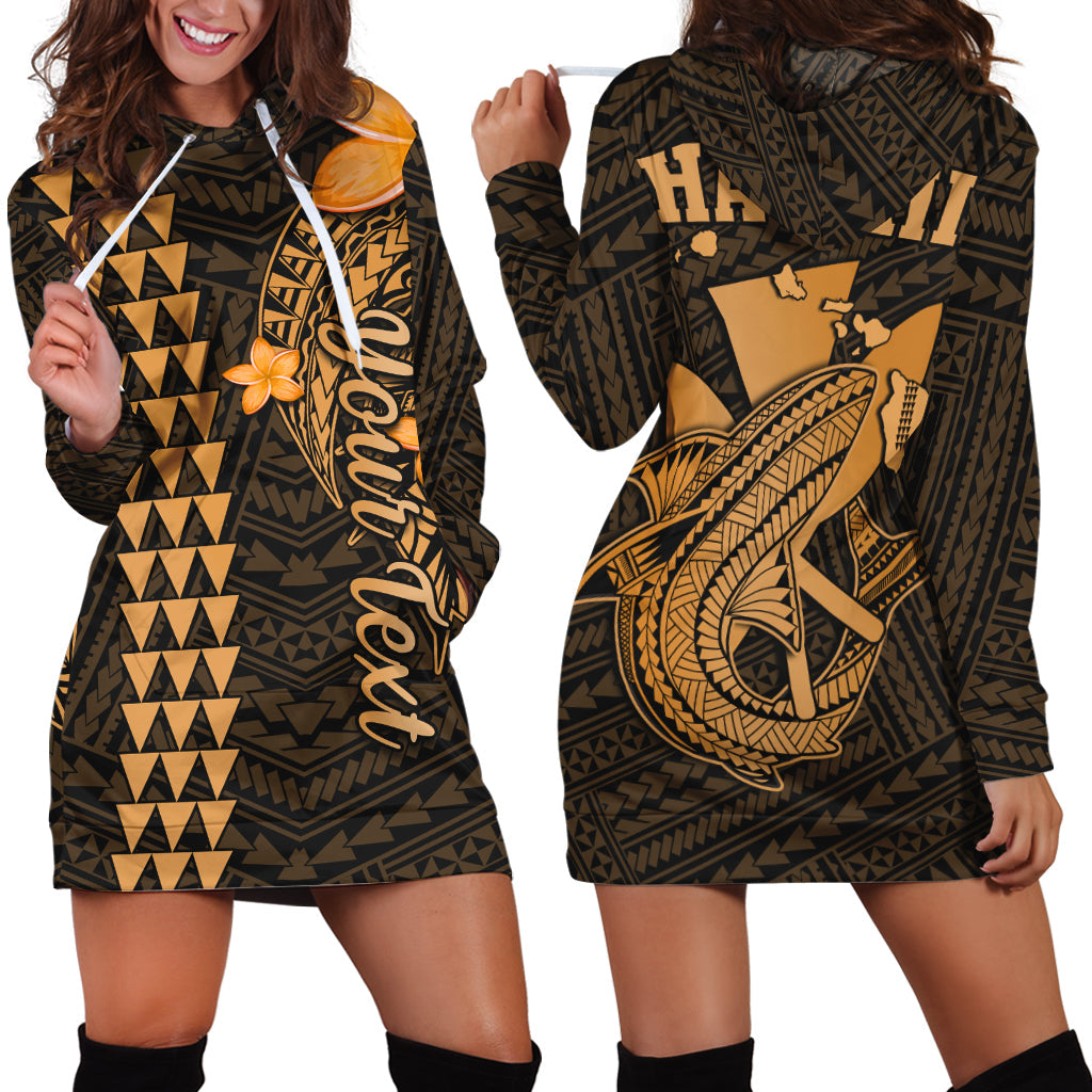 Custom Personalised Hawaii Hoodie Dress Kakau Kanaka Maoli Combine Polynesian Shark Ver.01