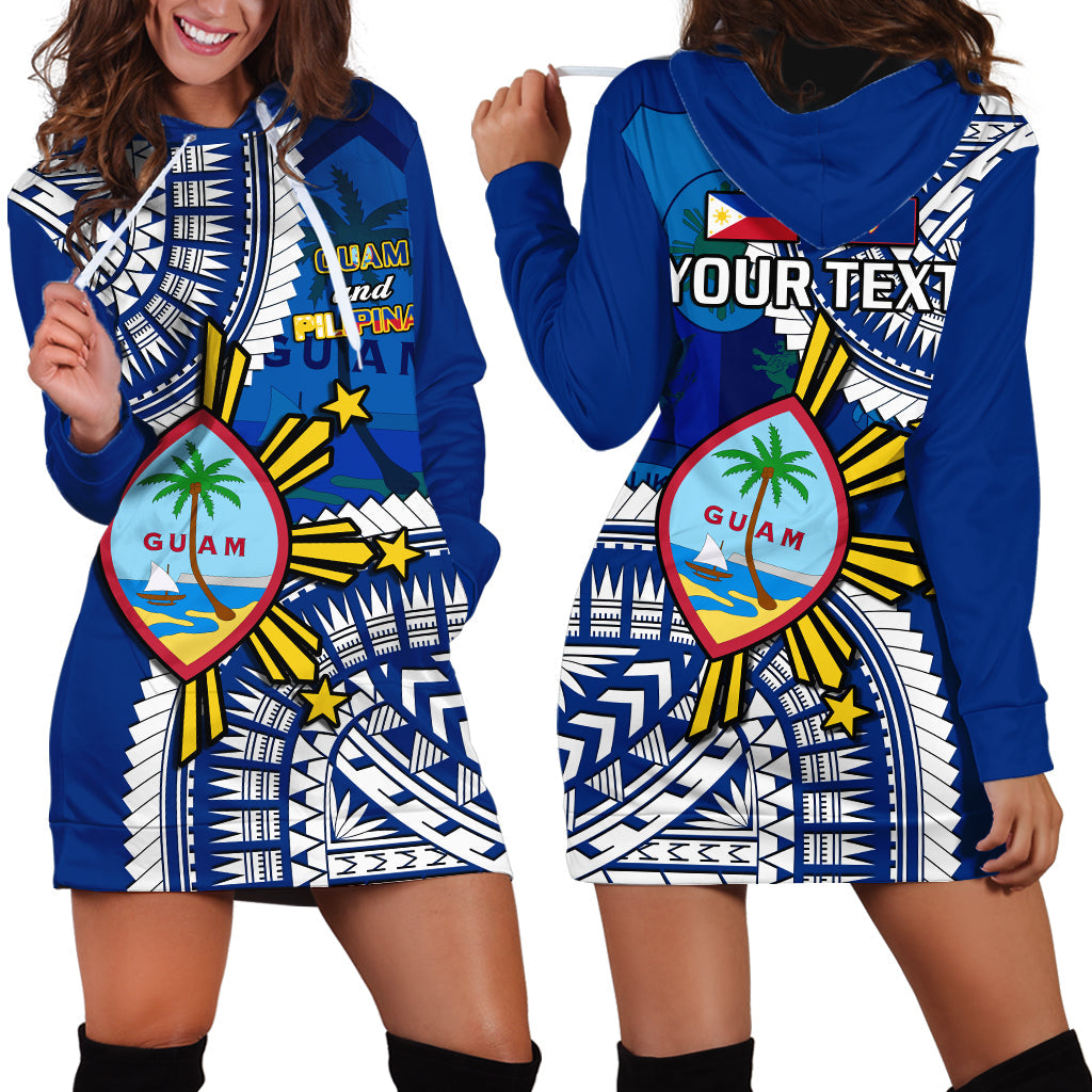 Custom Personalised Guam and Philippines Hoodie Dress Guaman Filipinas Together Blue