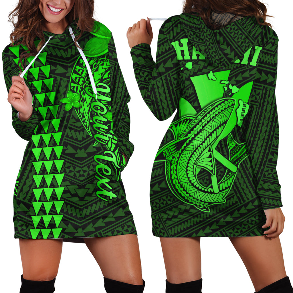 Custom Personalised Hawaii Hoodie Dress Kakau Kanaka Maoli Combine Polynesian Shark Ver.02
