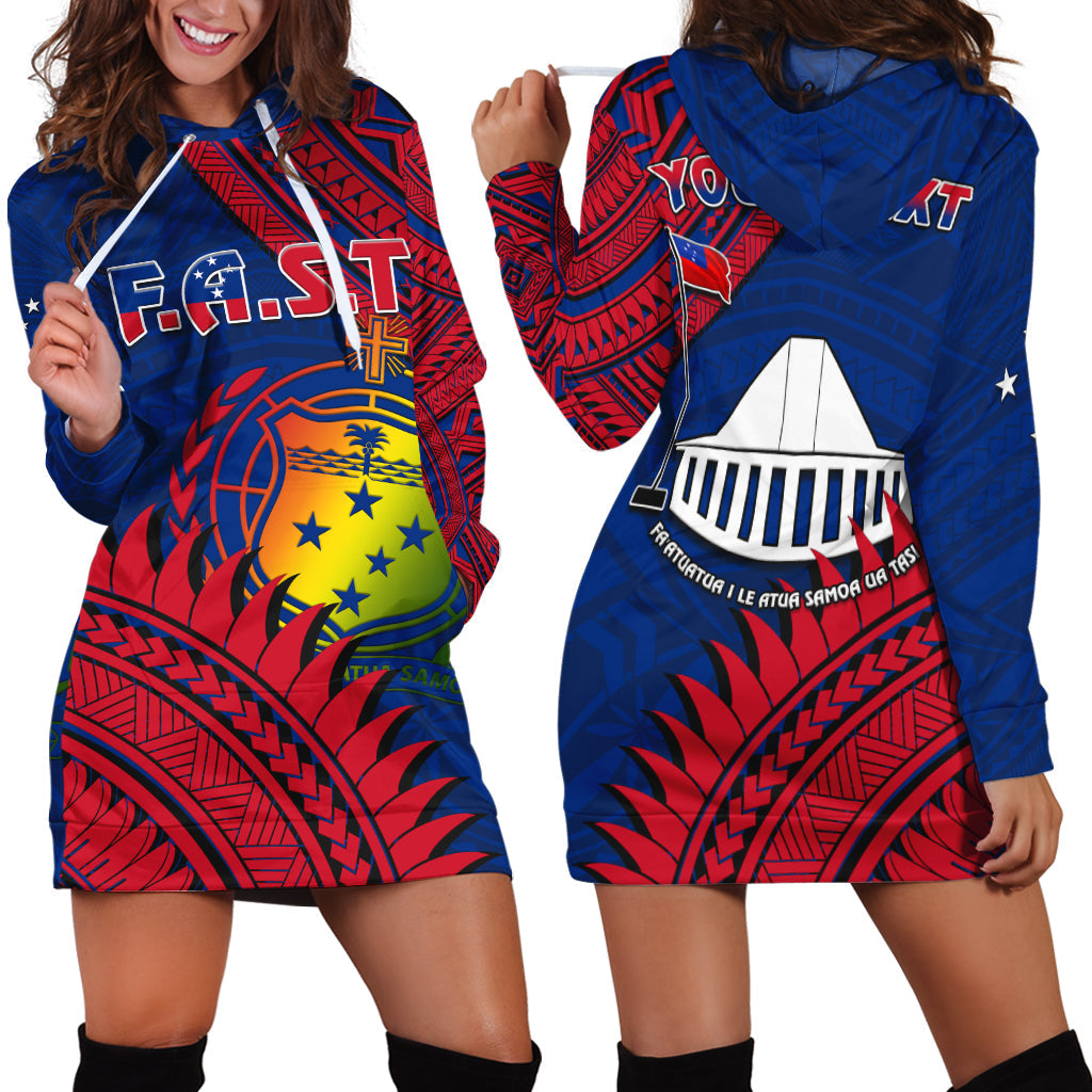 Custom Personalised F.A.S.T Samoa Hoodie Dress Samoan Coat Of Arms Polynesian Pattern