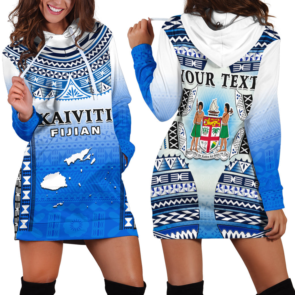 Custom Text And Number Fiji Hoodie Dress Kaiviti Fijian Special Tapa Pattern