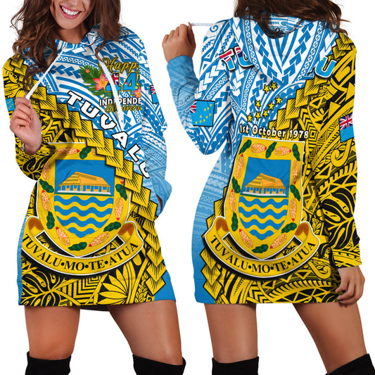 Tuvalu 1978 Hoodie Dress Happy 44th Independence Anniversary Polynesian Pattern