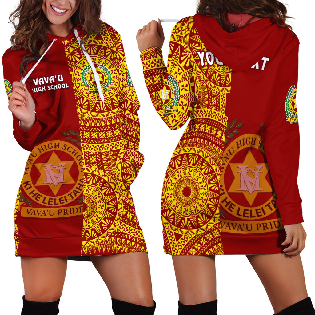 Custom Personalised Tonga Vavau High School Hoodie Dress Tongan Ngatu Pattern