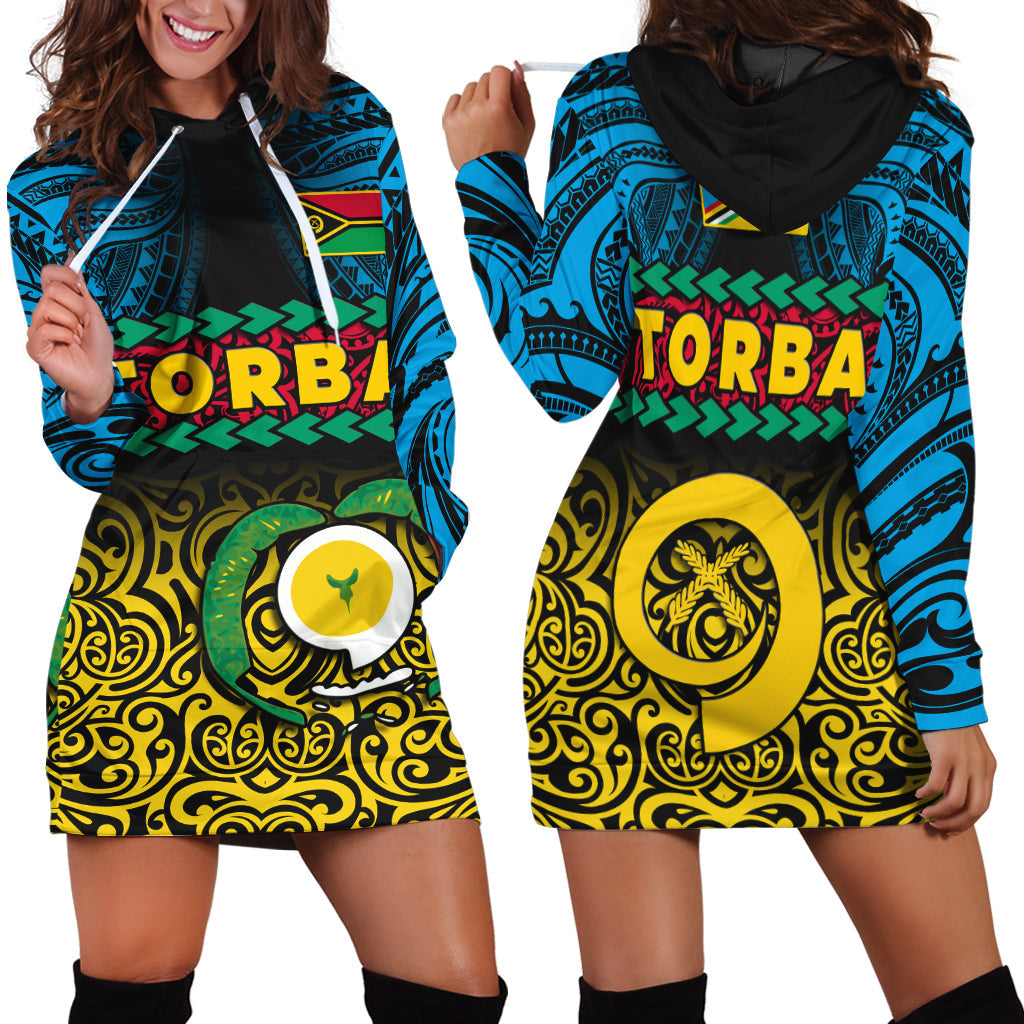 Torba Province Hoodie Dress Vanuatu Pig Tusk Polynesian Flag Style