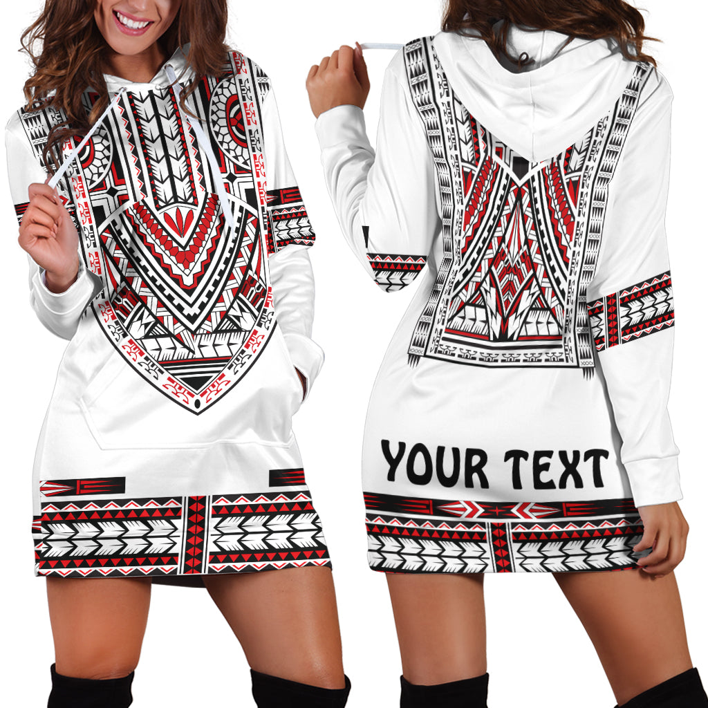 Custom Personalised Polynesian Hoodie Dress Dashiki With Polynesian Tattoo Royal Version