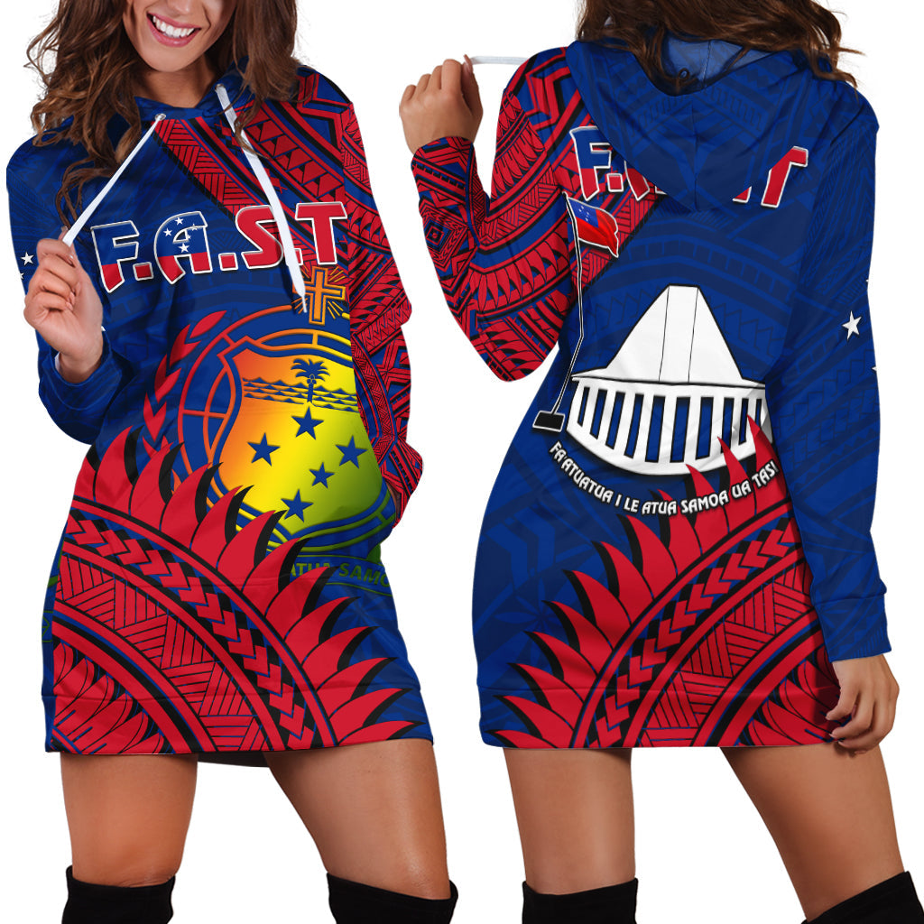 F.A.S.T Samoa Hoodie Dress Samoan Coat Of Arms Polynesian Pattern