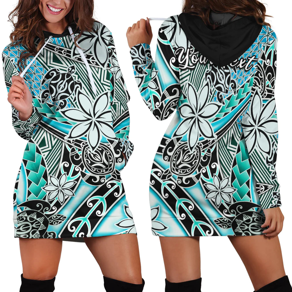Custom Personalised Hawaii Hoodie DressTribal Plumeria With Polynesian Turtle Ver.04