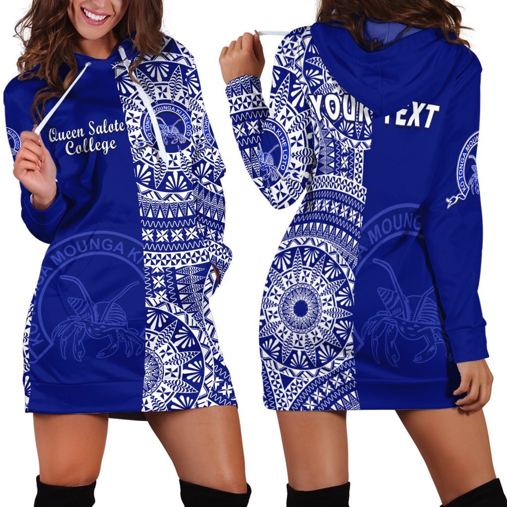 Custom Personalised Queen Salote Tonga College Hoodie Dress Tongan Ngatu Pattern