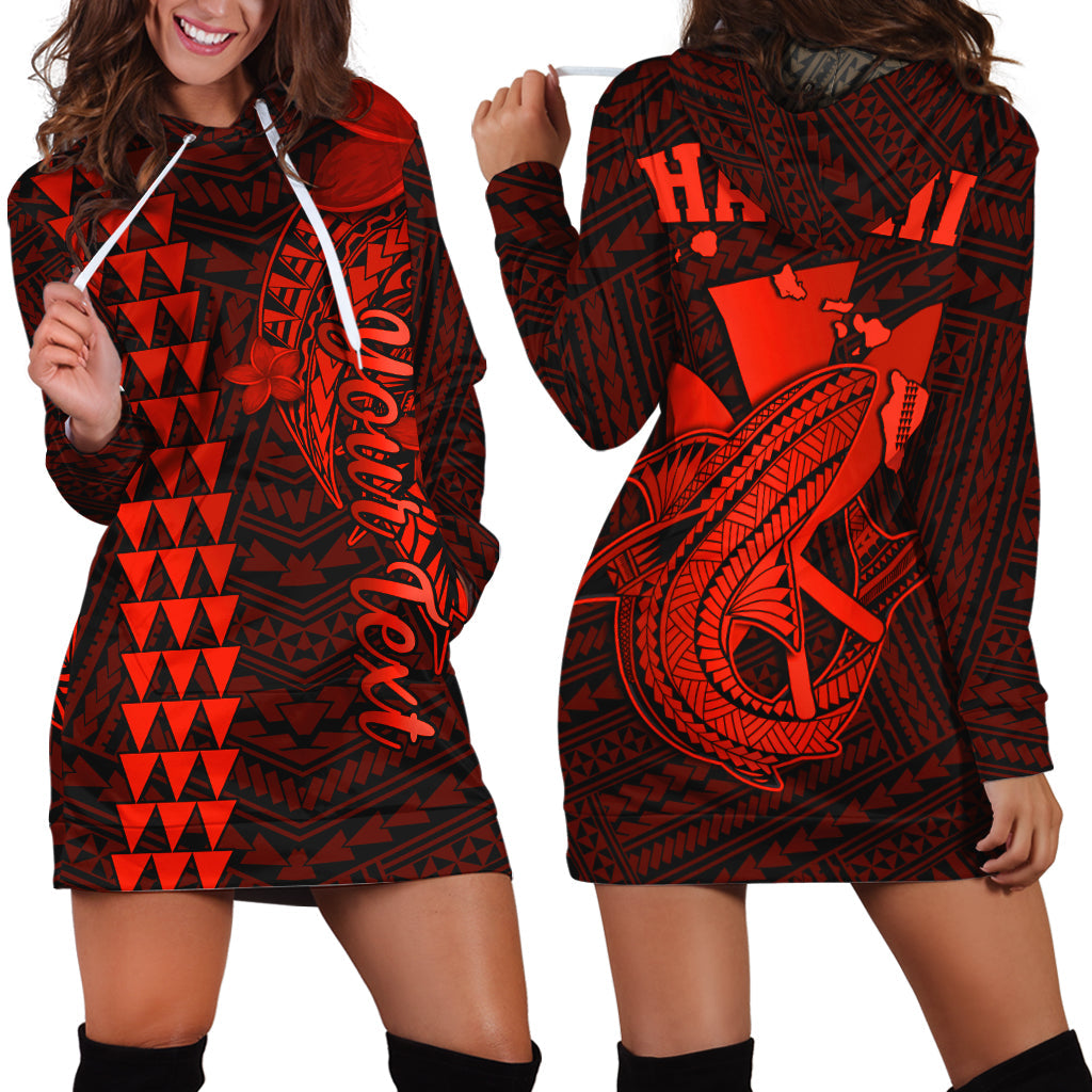 Custom Personalised Hawaii Hoodie Dress Kakau Kanaka Maoli Combine Polynesian Shark Ver.06
