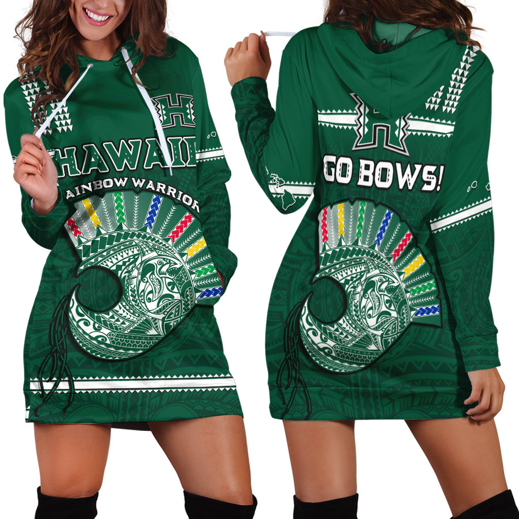 Hawaii Football Hoodie Dress Kakau Rainbow Warriors Helmet Go Bows