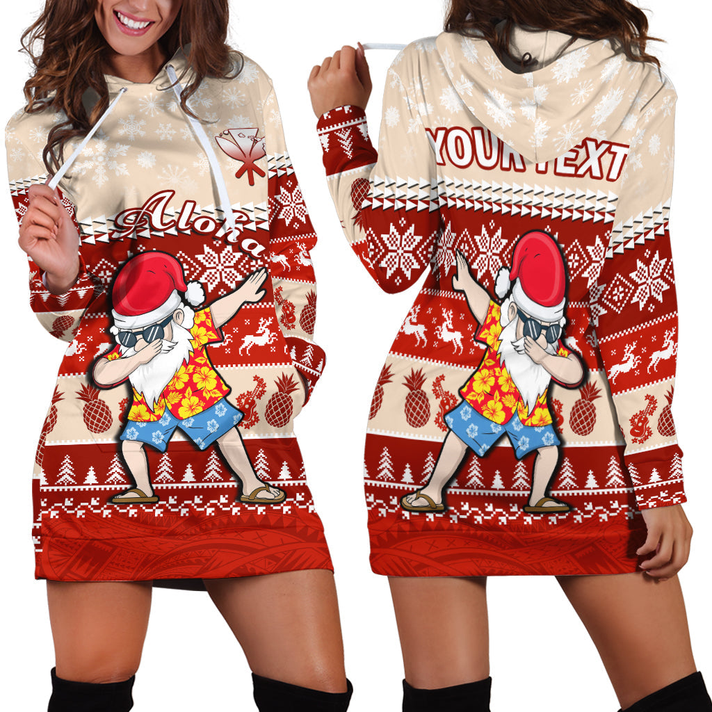 Custom Personalised Hawaii Mele Kalikimaka Hoodie Dress Dabbing Santa Red Merry Christmas