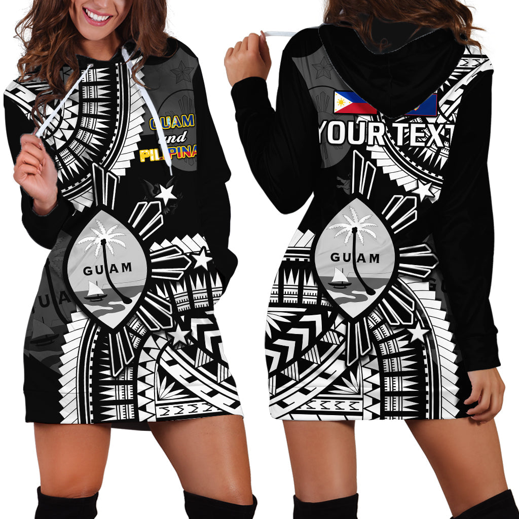 Custom Personalised Guam and Philippines Hoodie Dress Guaman Filipinas Together Black