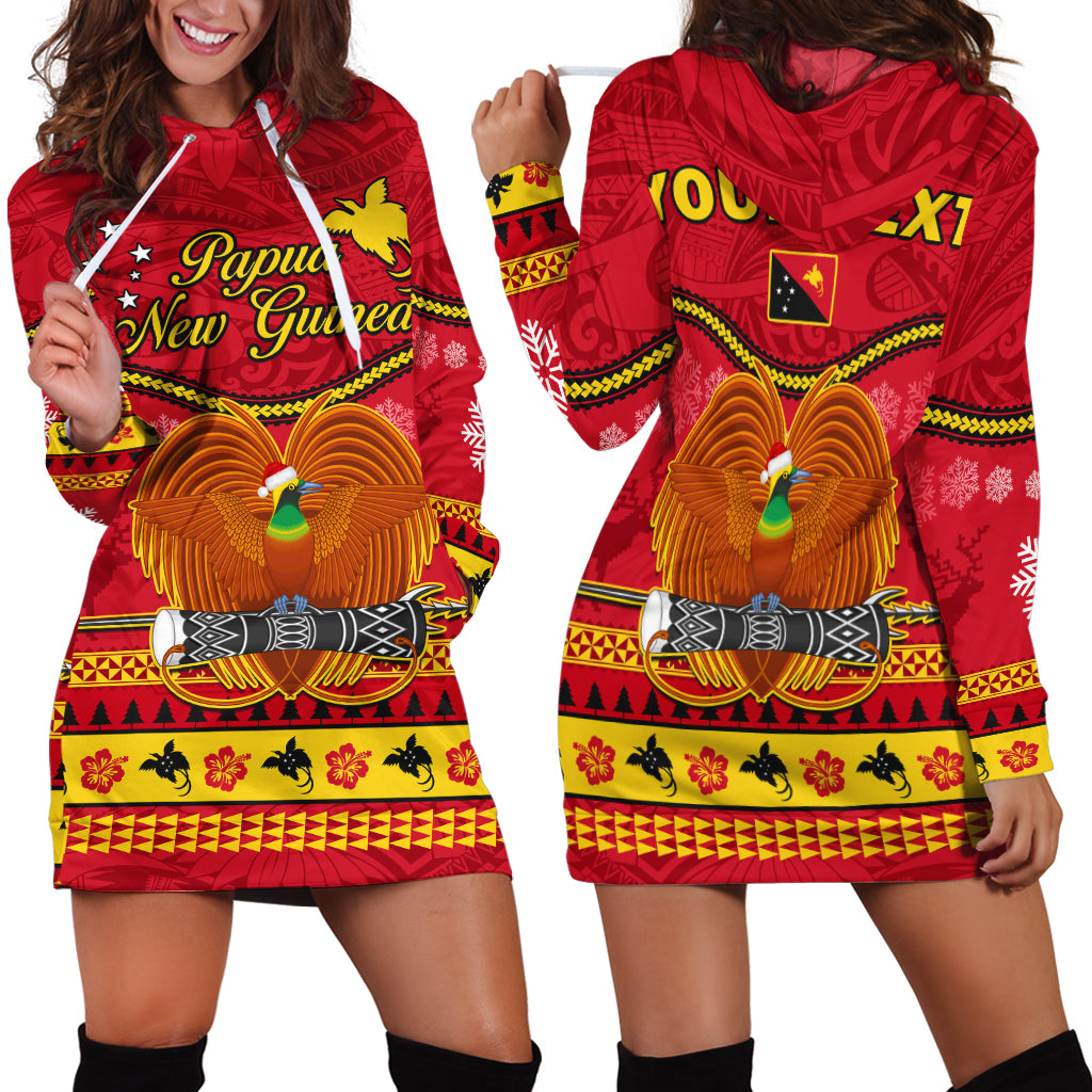 Custom Personalised Papua New Guinea Christmas Hoodie Dress Bird Of Paradise Bikpela Hamamas Blong Dispela Krismas