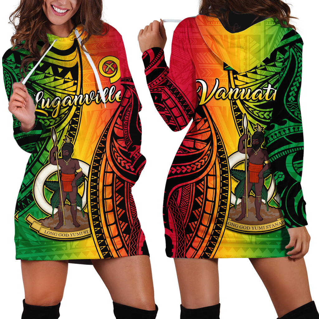 Vanuatu Hoodie Dress Luganville Polynesian Reggae Coat Of Arms