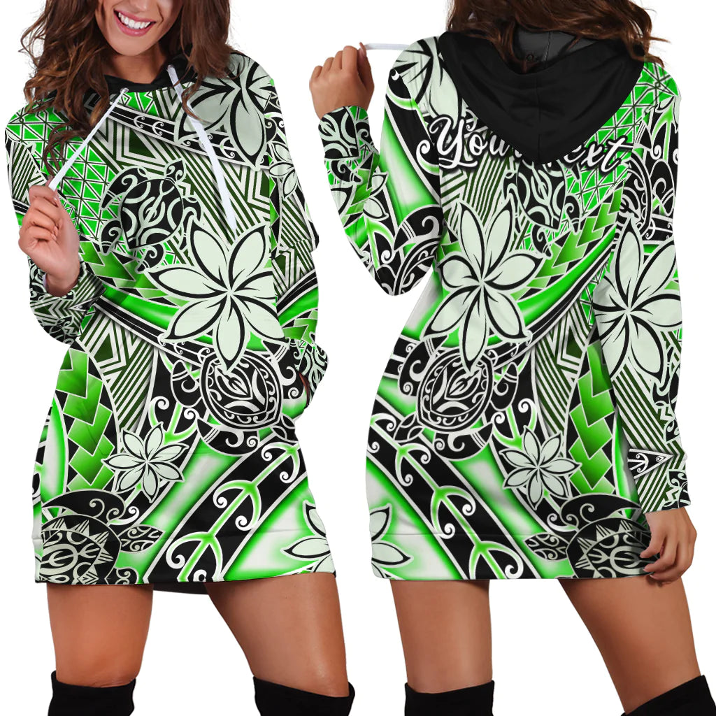 Custom Personalised Hawaii Hoodie DressTribal Plumeria With Polynesian Turtle Ver.01