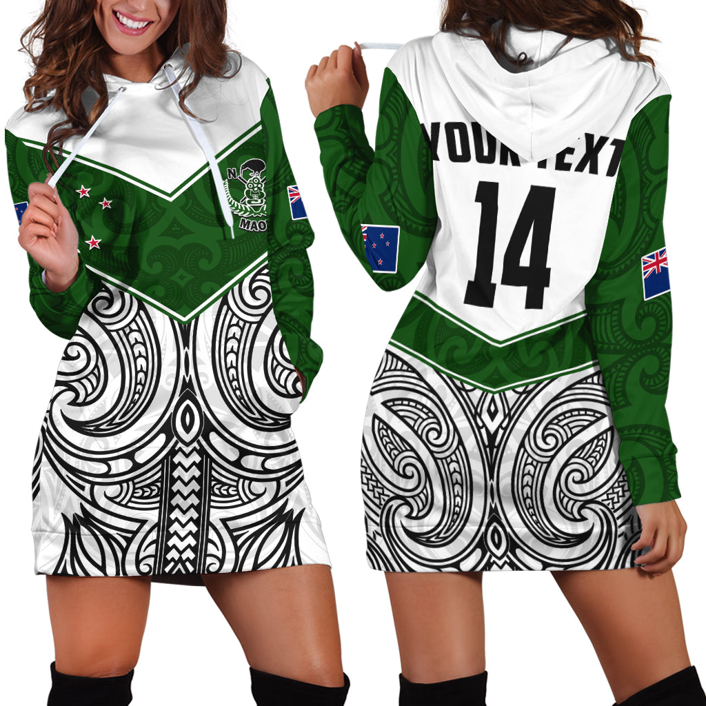 Custom Text And Number New Zealand Silver Fern Rugby Hoodie Dress Maori Pacific