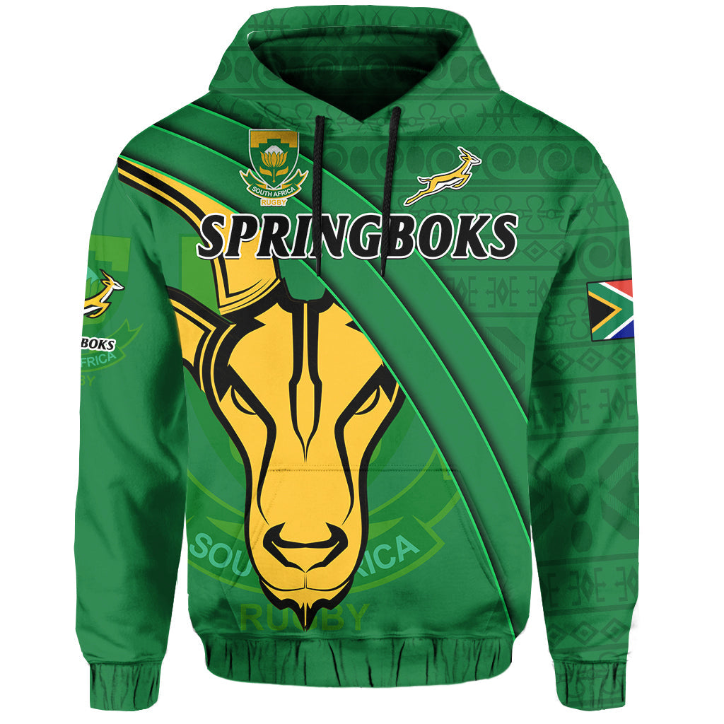 South Africa Rugby Hoodie Bokke Springbok With African Pattern Stronger Together