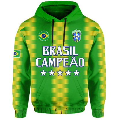 Custom Brazil Football Champions Hoodie Proud Selecao
