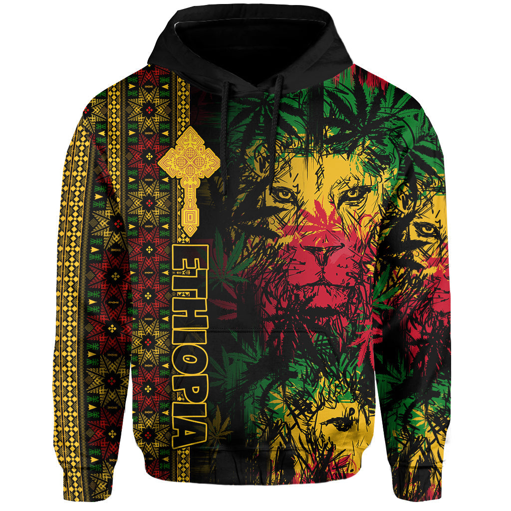 Ethiopia Lion Reggae Hoodie Ethiopian Cross