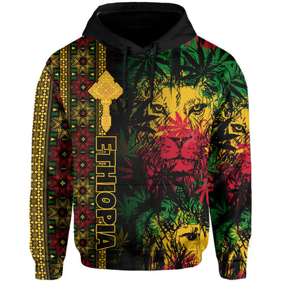 Ethiopia Lion Reggae Hoodie Ethiopian Cross