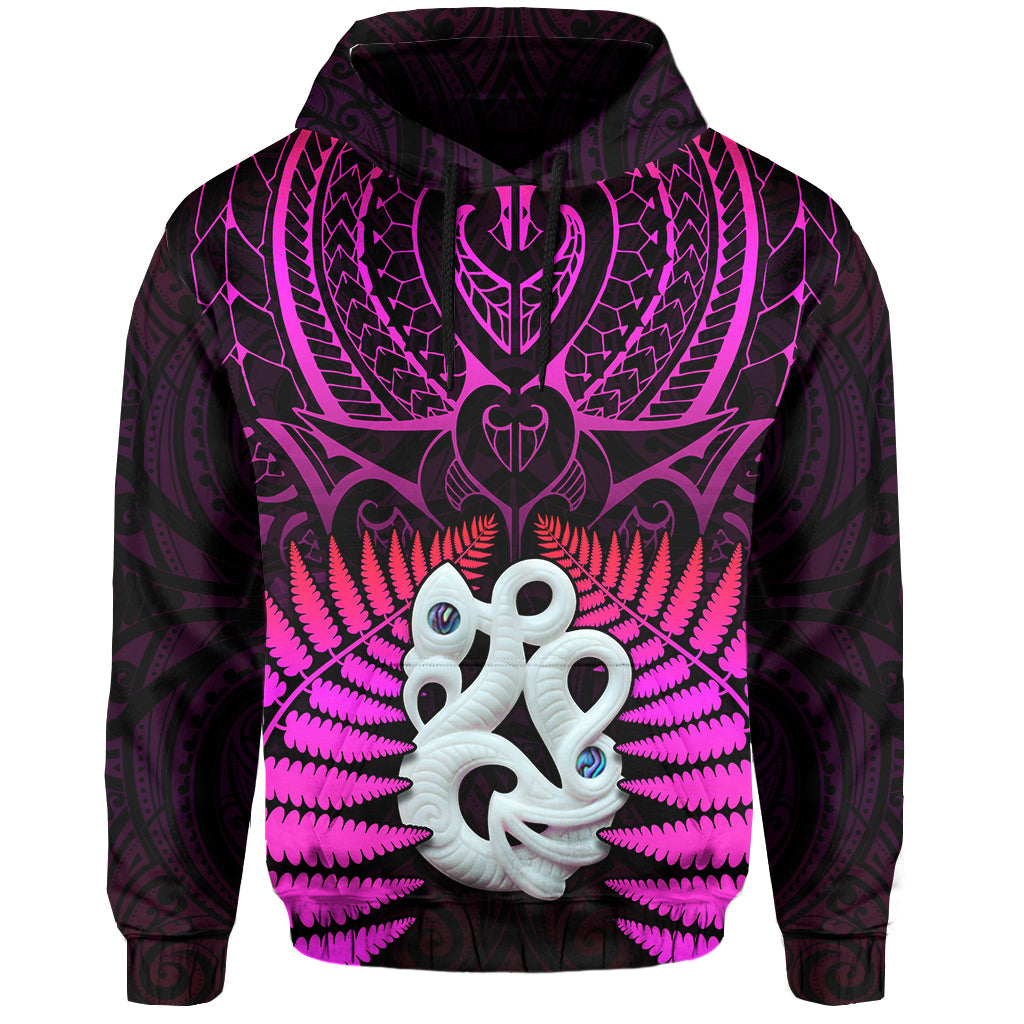 Aotearoa Fern Hoodie New Zealand Hei Tiki Purple Style