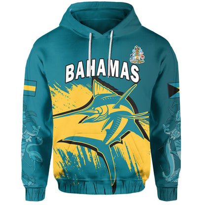 Custom Bahamas Hoodie Blue Marlin With Bahamian Coat Of Arms