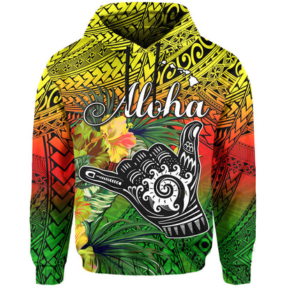 The Shaka Hawaii Hoodie Tropical Flowers Reggae Version