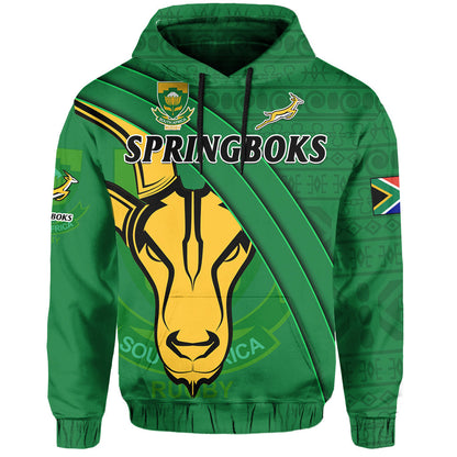 Custom South Africa Rugby Hoodie Bokke Springbok With African Pattern Stronger Together