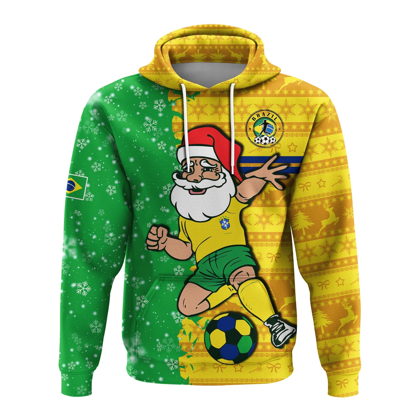 Brazil Football Hoodie Christmas Santa Claus Selecao Champions