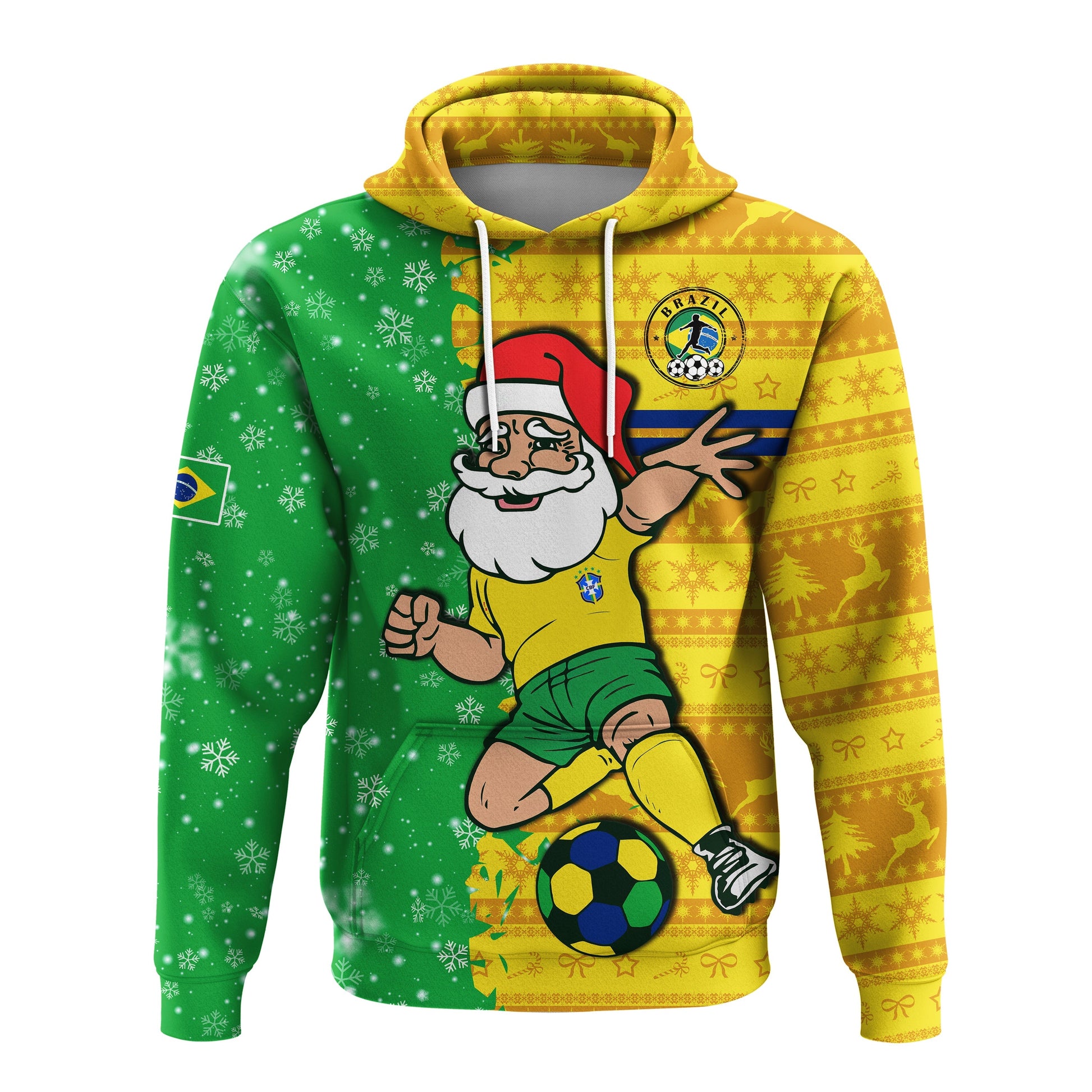 Brazil Football Hoodie Christmas Santa Claus Selecao Champions