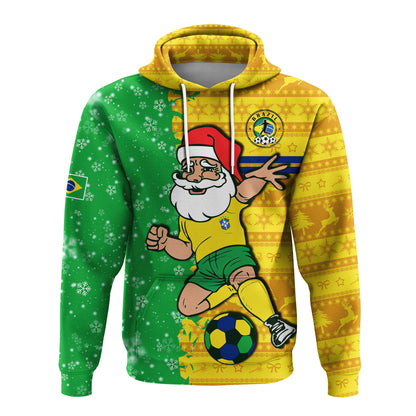 Brazil Football Hoodie Christmas Santa Claus Selecao Champions