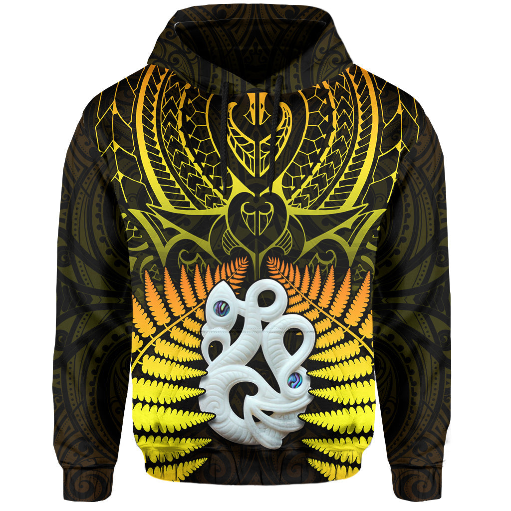 Aotearoa Fern Hoodie New Zealand Hei Tiki Gold Style Zip Up Hoodie