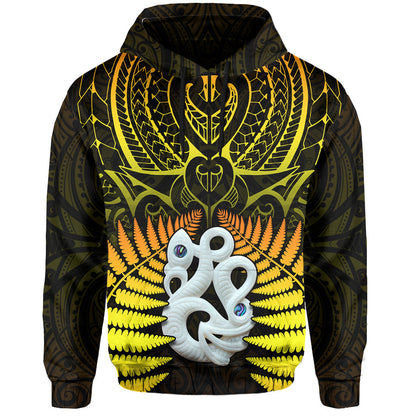 Aotearoa Fern Hoodie New Zealand Hei Tiki Gold Style Zip Up Hoodie
