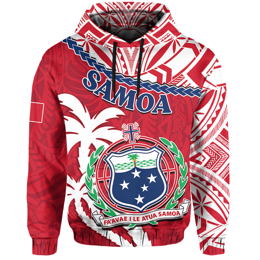 Samoa Hoodie Samoan Coat Of Arms With Coconut Red Style