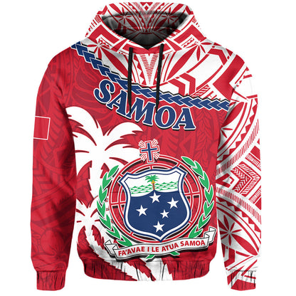 Samoa Hoodie Samoan Coat Of Arms With Coconut Red Style