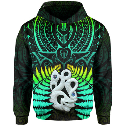 Aotearoa Fern Hoodie New Zealand Hei Tiki Green Style
