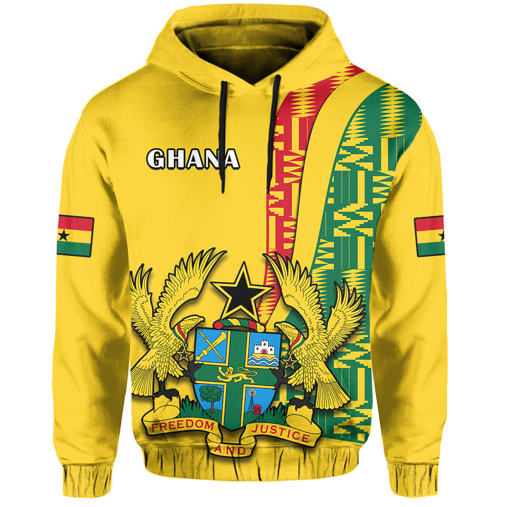 Ghana Hoodie Ghanan Coat Of Arms Mix Kente Pattern