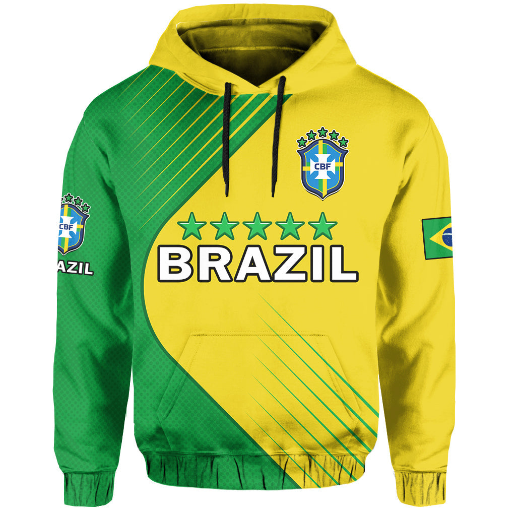 Brazil Football Hoodie Brazil Map Come On Canarinho Sporty Style