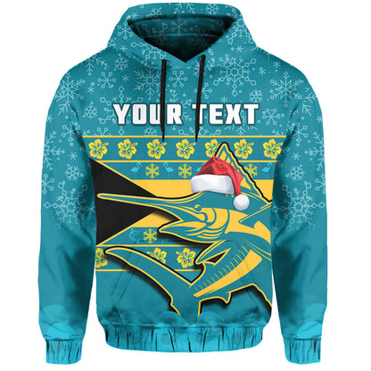 Custom Bahamas Hoodie Bahamian Blue Marlin Merry Chirstmas