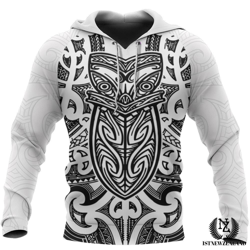 New Zealand Hoodie Maori Rugby Black And White