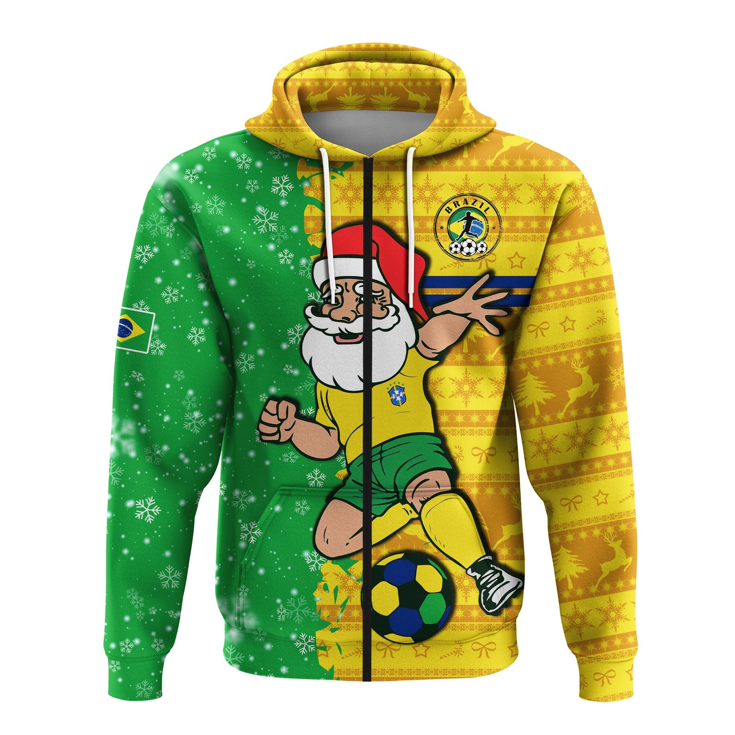 Brazil Football Hoodie Christmas Santa Claus Selecao Champions
