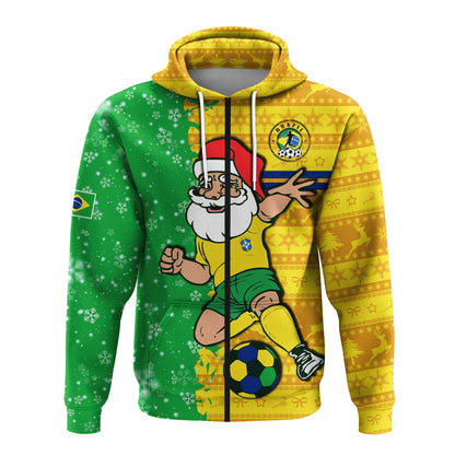 Brazil Football Hoodie Christmas Santa Claus Selecao Champions