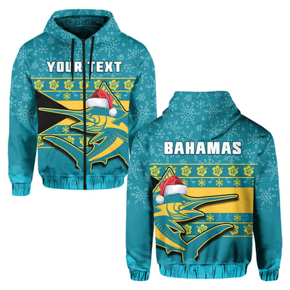 Custom Bahamas Hoodie Bahamian Blue Marlin Merry Chirstmas
