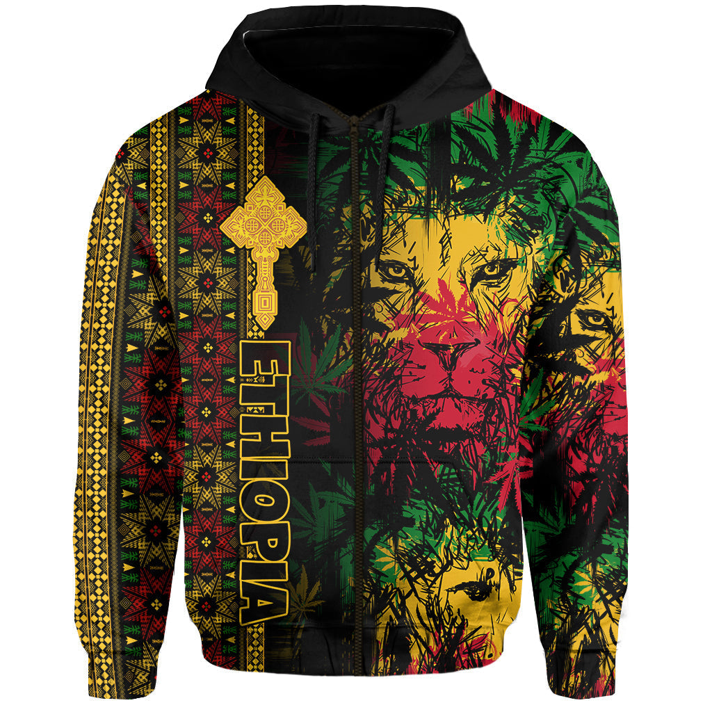 Ethiopia Lion Reggae Hoodie Ethiopian Cross