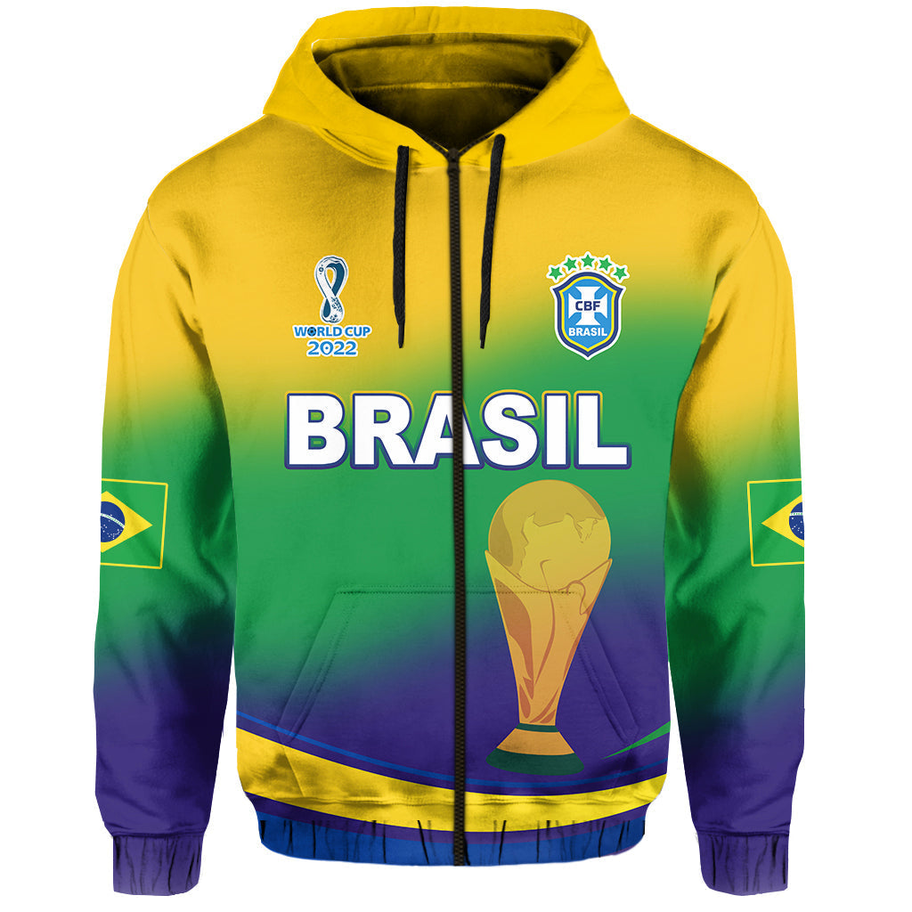 Brazil Football Hoodie Soccer 2022 World Cup Selecao Brazil Campeao Style Color Flag
