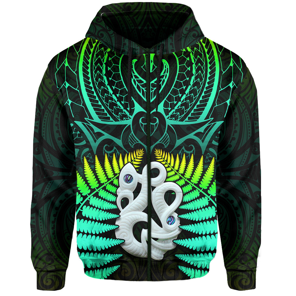 Aotearoa Fern Hoodie New Zealand Hei Tiki Green Style